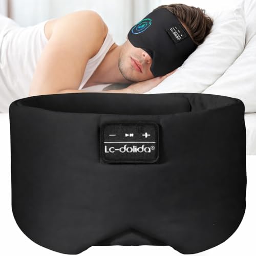 LC-dolida Sleep Mask with 5.4 Bluetooth Headphones, Silk Sleep Headphones, Total Bluetooth Eye Mask for Sleeping, Sleep Soft Mask for Women Men, All Night Sleep, Travel - Image 1
