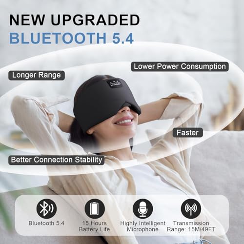 LC-dolida Sleep Mask with 5.4 Bluetooth Headphones, Silk Sleep Headphones, Total Bluetooth Eye Mask for Sleeping, Sleep Soft Mask for Women Men, All Night Sleep, Travel - Image 4