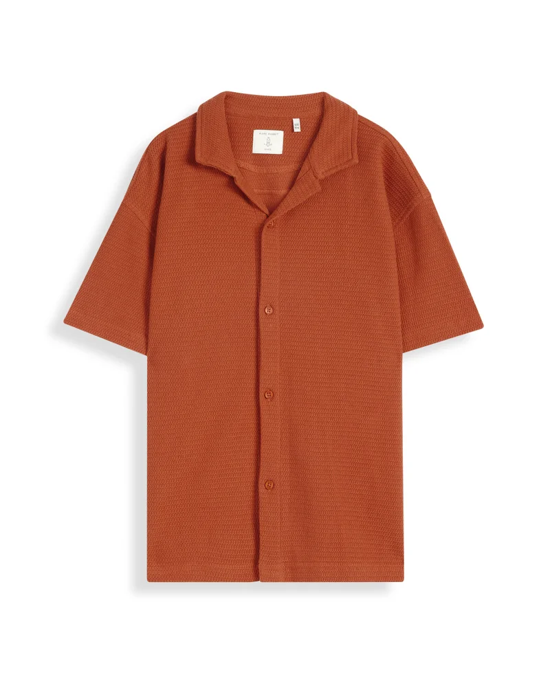 Rare Ones Rare Ones Kids Colen Rust Jacquard Half Sleeves Cuban Collar Boxy Fit Shirt