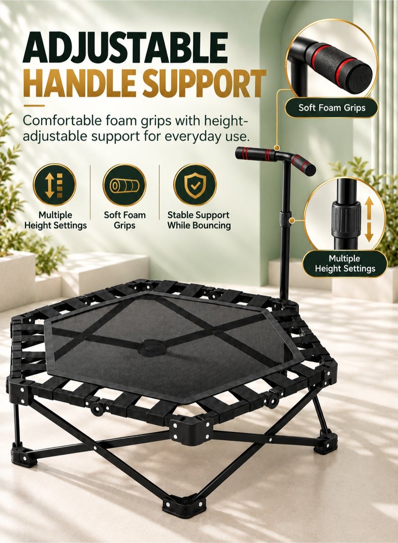 RUIYADA Exercise Rebounder Foldable Trampolines with Handle Folding Fitness Trampoline, 3 Height-Adjustable Foam Handle, Installation Free Trampoline, Stable & Quiet Exercise Rebounder for Kids Adults Indoor/Outdoor Workout, Max Load 150KG - Image 3