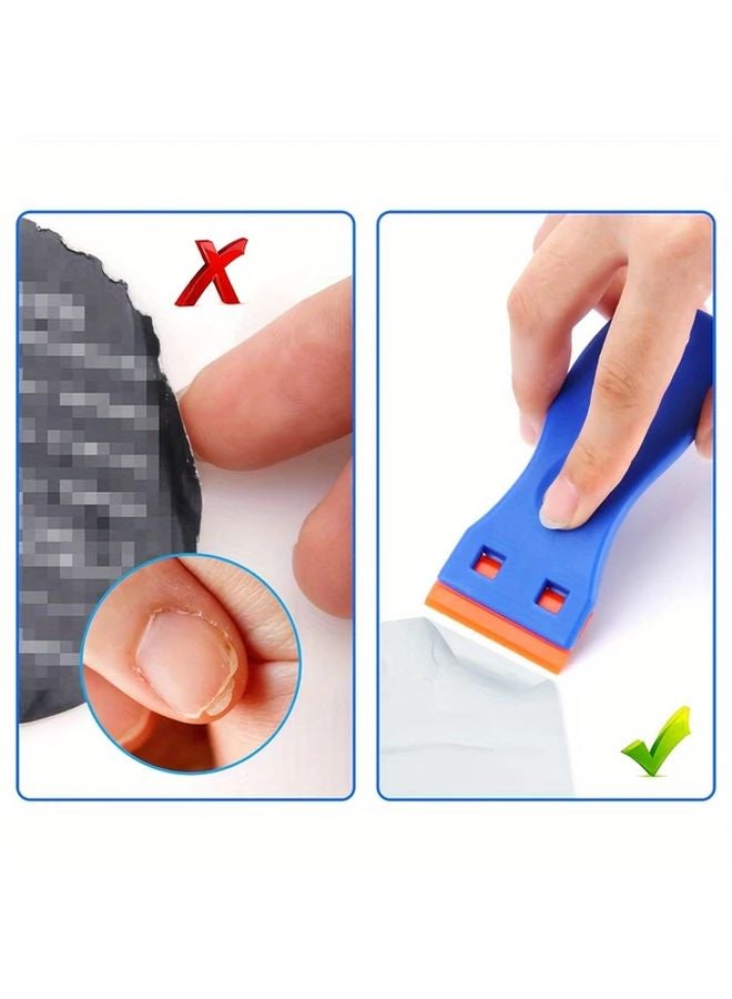 4 Scrapers And 100 Blades Plastic Razor Scraper Adhesive Remover For Labels Stickers Paint - Image 5