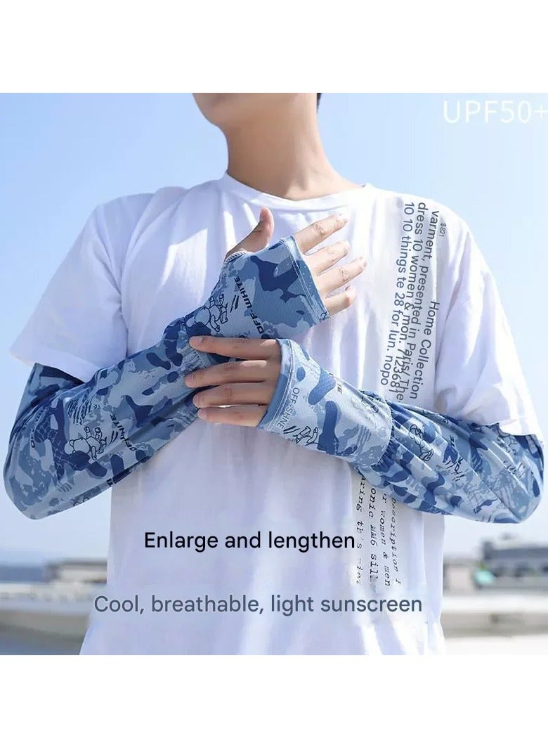 Goolsky Camouflage Loose Fit Ice Silk Sun Sleeves Men Summer Outdoor Fishing Cycling UV Protection Extended Arm Covers  - Image 1