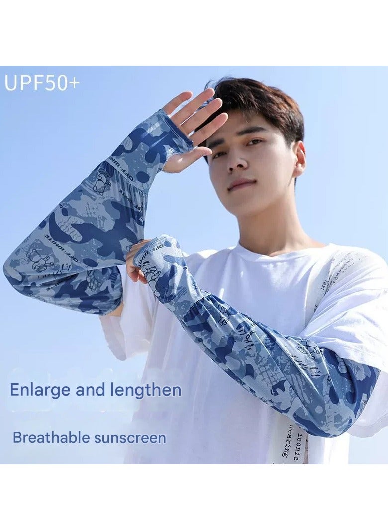 Goolsky Camouflage Loose Fit Ice Silk Sun Sleeves Men Summer Outdoor Fishing Cycling UV Protection Extended Arm Covers  - Image 3