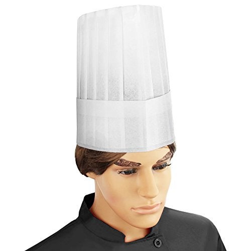 New Star Foodservice 32215 Disposable Non Woven Round Chef Hat, 9-Inch, Set of 10, White Color - Image 3