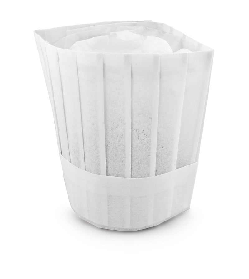 New Star Foodservice 32215 Disposable Non Woven Round Chef Hat, 9-Inch, Set of 10, White Color - Image 5