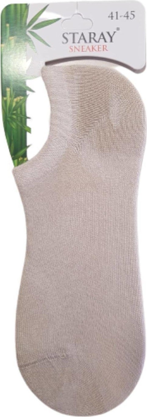 Staray 3 Pairs Beige Seamless Bamboo Sneaker Invisible Socks 
