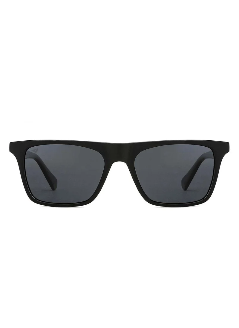 فينسينت تشيس Vincent Chase By Lenskart | Full Rim Wayfarer Branded Latest and Stylish Sunglasses | Polarized and 100% UV Protected | Men & Women | Large | VC S13971 (Color:-Black Frame/Grey Lens)-Pack of 1