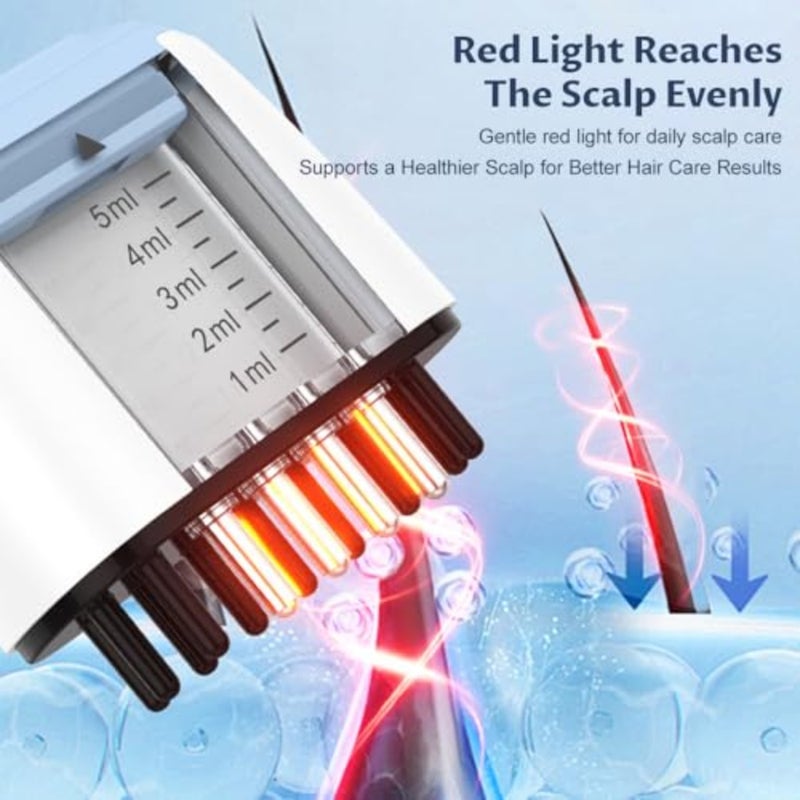 Red Light Scalp Applicator Comb, Electric Scalp Massager, Hair Oil and Serum Applicator, Vibrating Scalp Treatment Brush for Essential Oils, Daily Scalp Care, Storage Bag Included - Image 2