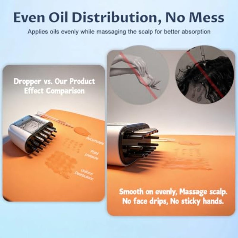 Red Light Scalp Applicator Comb, Electric Scalp Massager, Hair Oil and Serum Applicator, Vibrating Scalp Treatment Brush for Essential Oils, Daily Scalp Care, Storage Bag Included - Image 3