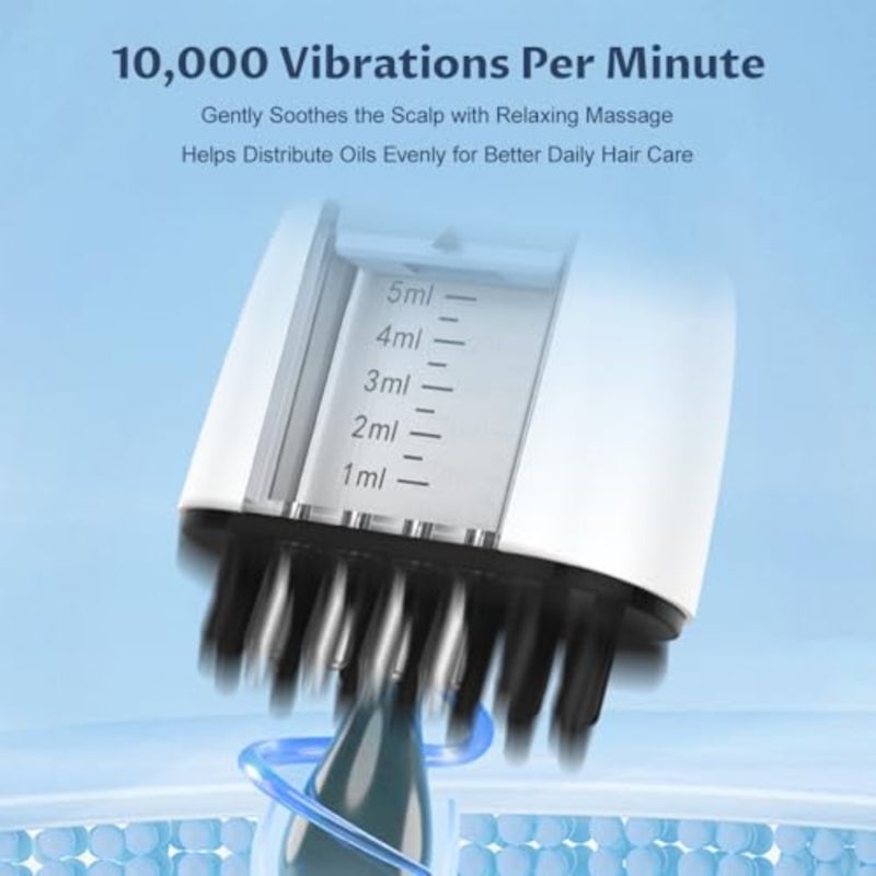 Red Light Scalp Applicator Comb, Electric Scalp Massager, Hair Oil and Serum Applicator, Vibrating Scalp Treatment Brush for Essential Oils, Daily Scalp Care, Storage Bag Included - Image 4