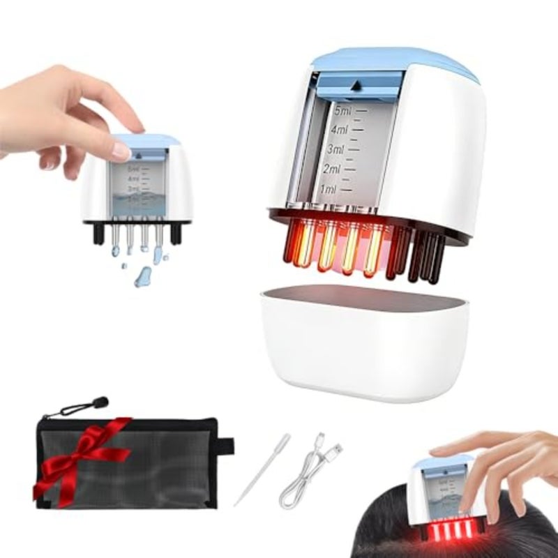 Red Light Scalp Applicator Comb, Electric Scalp Massager, Hair Oil and Serum Applicator, Vibrating Scalp Treatment Brush for Essential Oils, Daily Scalp Care, Storage Bag Included - Image 1