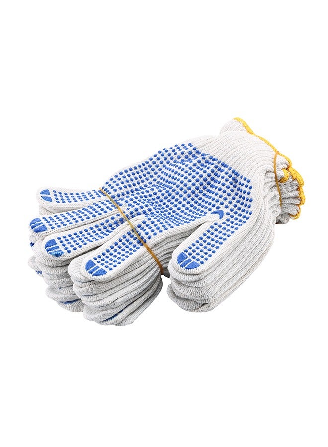 Gloves - 5 Pairs, 50g, Blue u0026 White - Seamless Knit Work Gloves with Dotted Grip, Wrist Protection, Breathable Cotton Fabric - for Construction Mechanics Warehouse Industrial Gardening - Image 3