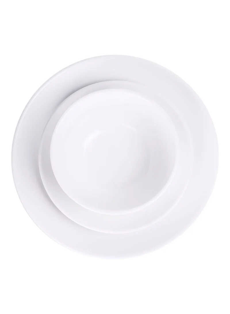Shallow Shallow 12-Piece Porcelain Dinnerware Set – Elegant Ceramic Crockery for 4 | Includes 26.8 cm Dinner Plates, 20 cm Side Plates, and 15 cm Bowls, White