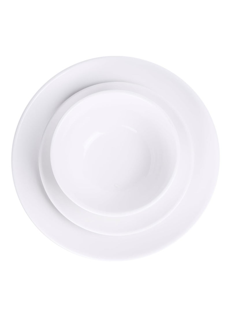 Shallow - Shallow 12-Piece Porcelain Dinnerware Set – Elegant Ceramic Crockery for 4 | Includes 26.8 cm Dinner Plates, 20 cm Side Plates, and 15 cm Bowls, White - Image 1