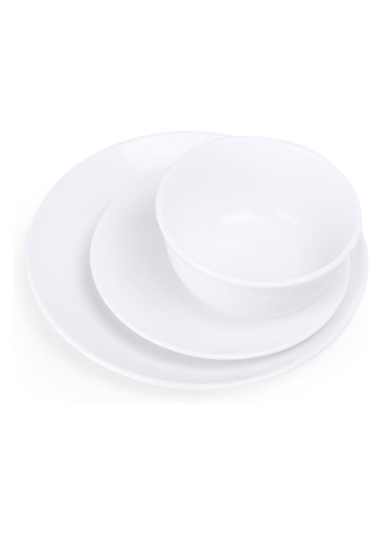 Shallow - Shallow 12-Piece Porcelain Dinnerware Set – Elegant Ceramic Crockery for 4 | Includes 26.8 cm Dinner Plates, 20 cm Side Plates, and 15 cm Bowls, White - Image 1
