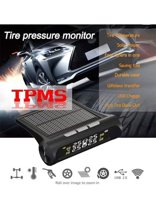 YOUGE Tire Pressure Monitoring System Solar Charging Auto Alarm System HD LCD Real-time Display Auto Sleep Mode - Image 3