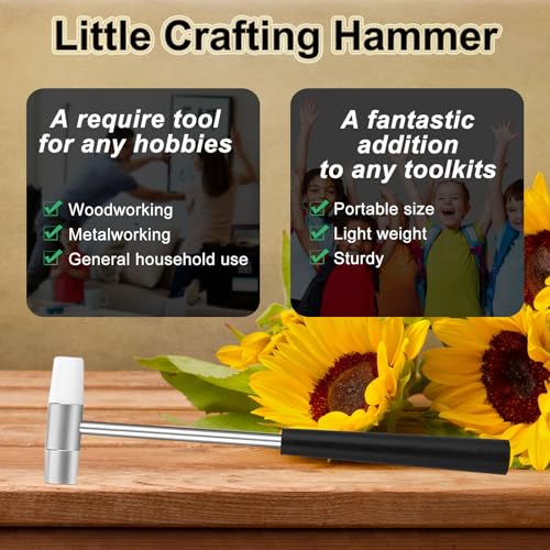 Kannony Wind Dual Head Small Hammer, Plastic Head and Metal Head, Double face Jewelry Mallet, Mini Hammer for Crafts, Watch, Tuning, Woodworking, Toys, DIY, Leather, Instruments, 7 Inches, - Image 3