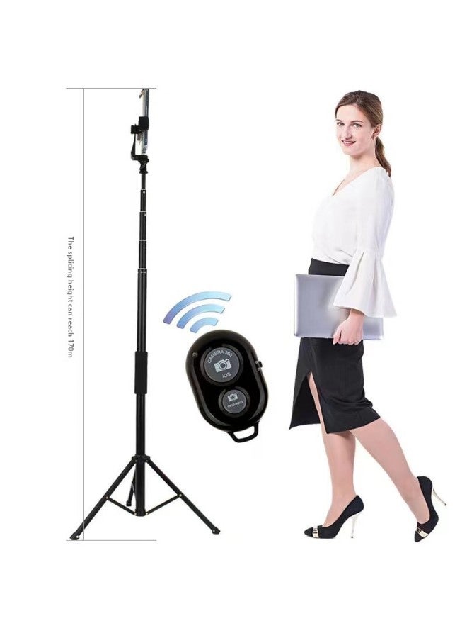 Handheld Gopro Sports Camera Bluetooth Selfie Stick With Tripod Mobile Phone Portable Outdoor Photo Holder-Color:1.7m Detachable Phone Clip Bluetooth - Image 1