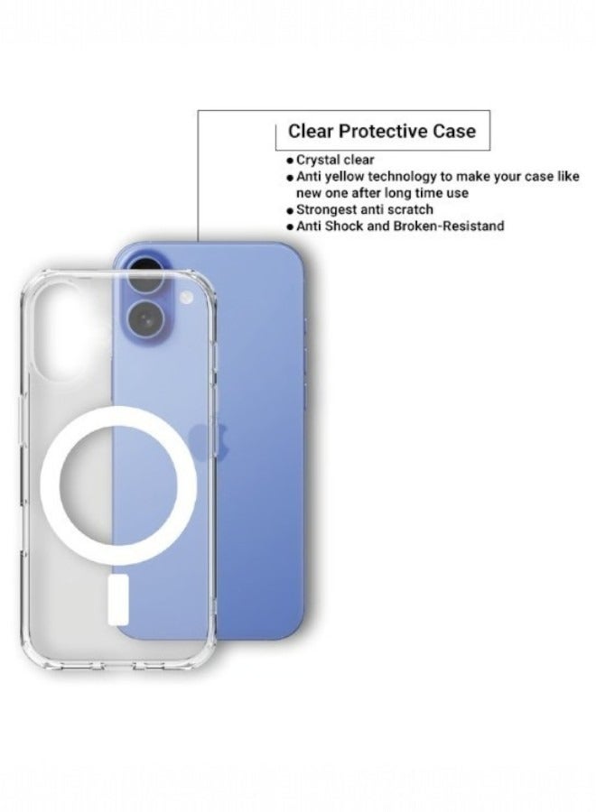 جراب حماية (3in1) جراب مغناطيسي شفاف لموبايل ايفون 16 (iPhone 16) من ماج سيف مع واقي شاشة وحماية خلفية كاملة وواقي عدسة الكاميرا، مجموعة تغطية كاملة لموبايل ابل ايفون 16 - Image 2
