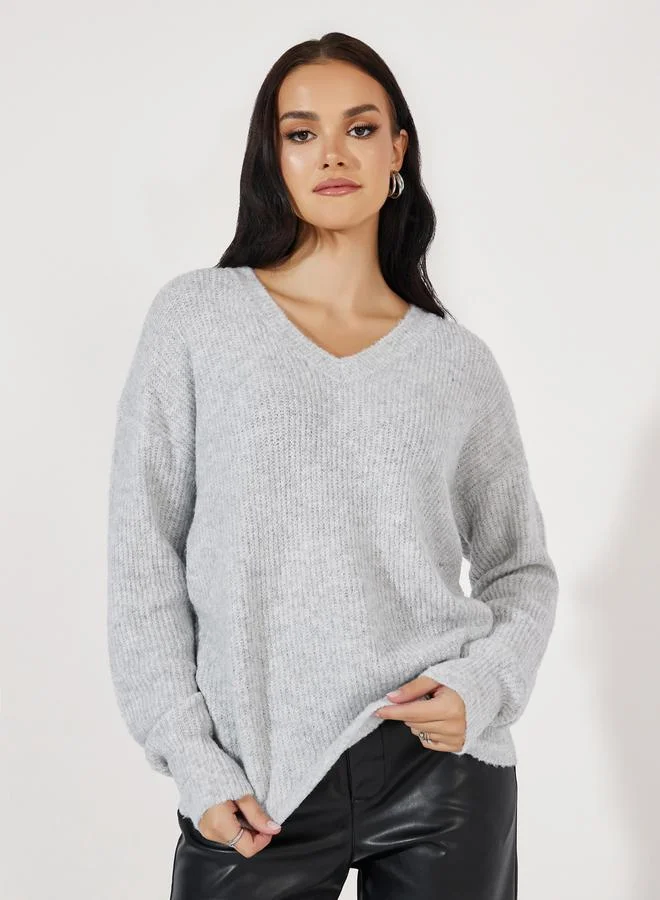 Styli Oversized Regular Length V Neck Sweater
