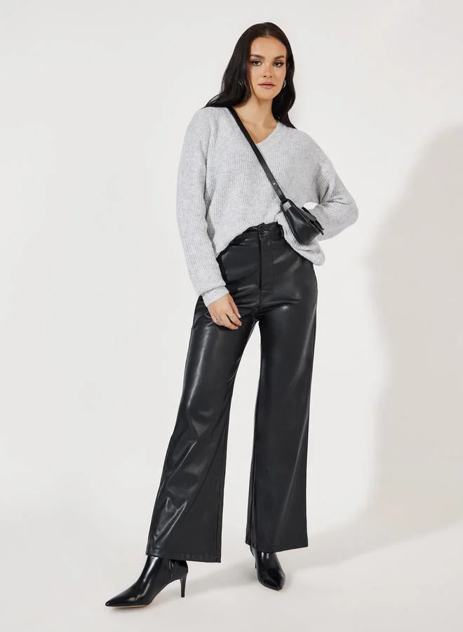 Styli Oversized Regular Length V Neck Sweater