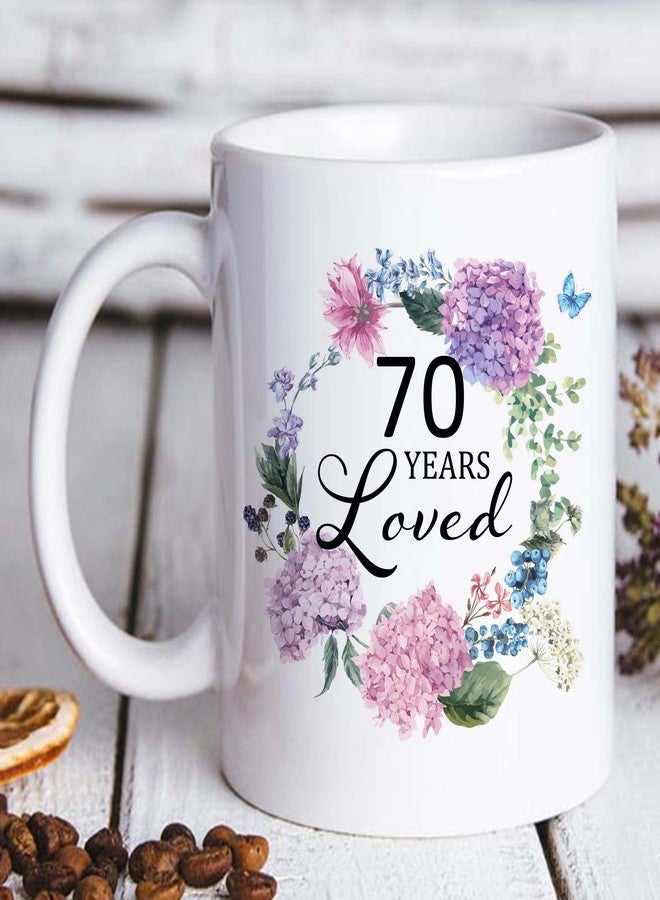 AliCarr كوب قهوة AliCarr 70 Years Loved - أفكار هدايا عيد الميلاد السبعين للنساء، كوب 11 أونصة، هدية للأم أو الجدة أو الزوجة أو العمة أو الصديقة أو الأخت التي تبلغ من العمر 70 عامًا (70 عامًا من الحب) - Image 5