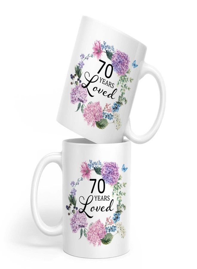 AliCarr كوب قهوة AliCarr 70 Years Loved - أفكار هدايا عيد الميلاد السبعين للنساء، كوب 11 أونصة، هدية للأم أو الجدة أو الزوجة أو العمة أو الصديقة أو الأخت التي تبلغ من العمر 70 عامًا (70 عامًا من الحب) - Image 2