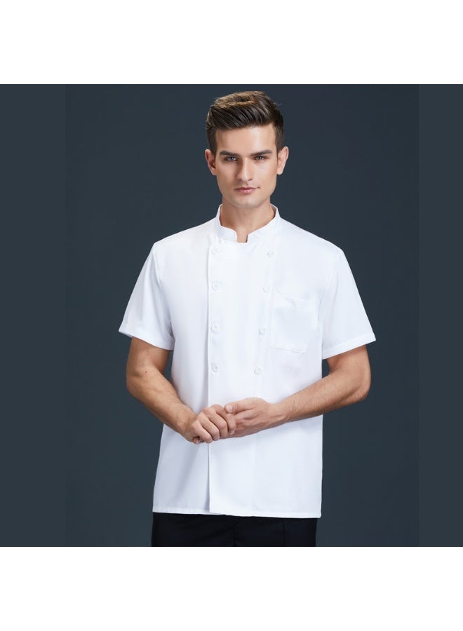 NIBEMINENT Professional Chef Jacket bakery Pizza Cook Wear Chef Shirts Cooking  Short Sleeve Hotel Costume Kitchen Blouse For  - Image 1