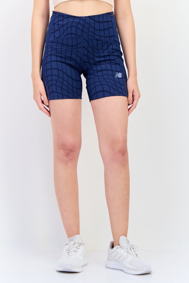New Balance Women Fitted Fit 5 Inseam Running Shorts, Navy - Image 1