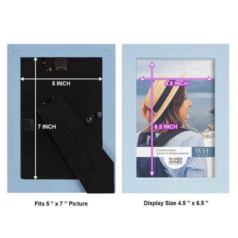 Renditions Gallery 5x7 inch Picture Frame Modern Style Wood Pattern and High Definition Glass Ready for Wall and Tabletop Photo Display  Blue Frame - Image 5