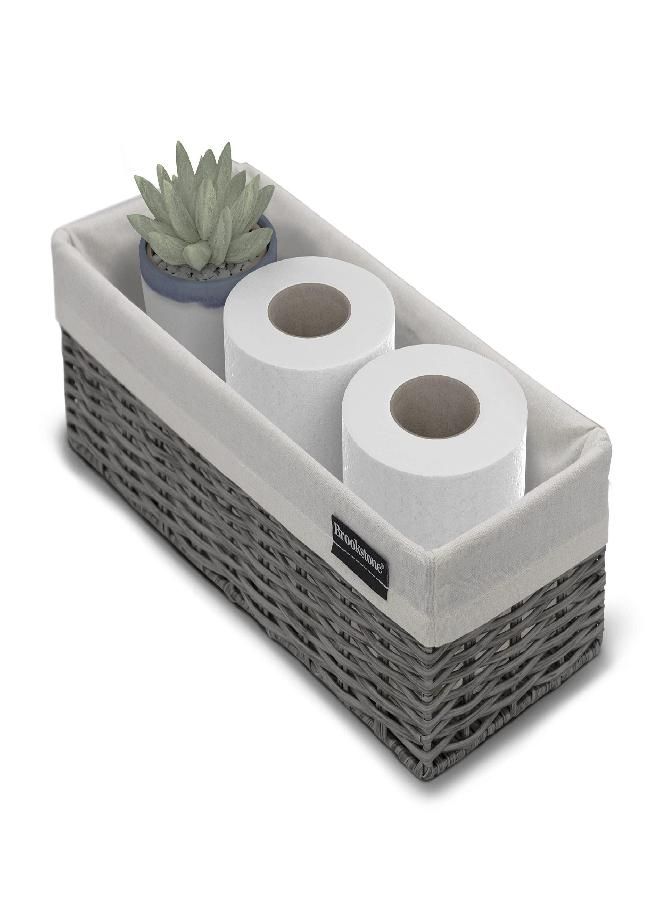 BROOKSTONE, Woven Storage Basket, Organization and Storage Bin, Over the Toilet Paper Reserve, Suitable for Any Décor Style, Perfectly Sized at 14” x 4” x 6” - Image 3