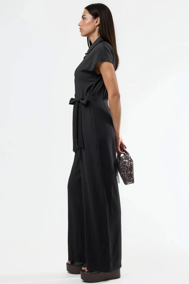 Busem BUSEM Wide Leg Buttoned Shirt Collar Jumpsuit