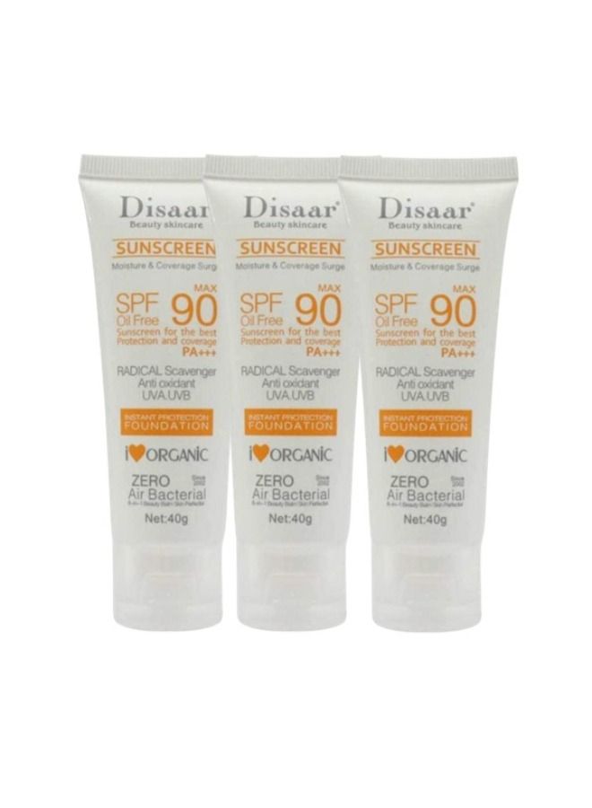 Disaar Pack Of 3 Pieces Sunscreen Instant Protection Foundation SPF 90 3X40g - Image 2