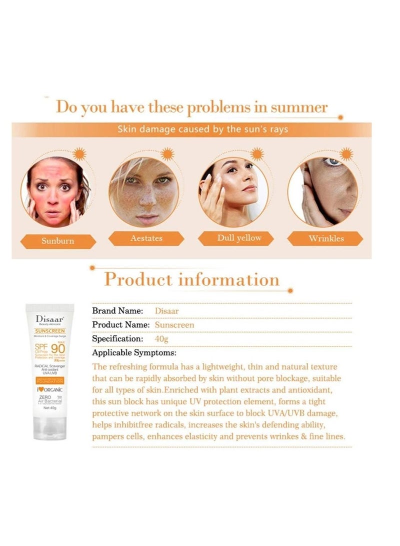 Disaar Pack Of 3 Pieces Sunscreen Instant Protection Foundation SPF 90 3X40g - Image 5