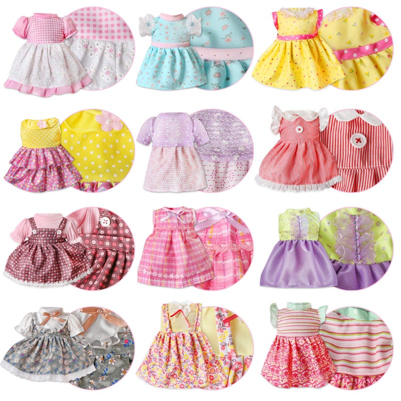MLcnleS Alive Baby Doll Clothes and Accessories - 10 Sets Girl Doll Clothes Dress for 12 13 14 15 Inch Dolls, Baby Doll Clothes - Dolls Outfits Accessories with Hairpin & Underwear 22 Pcs for Girls Gift - Image 3
