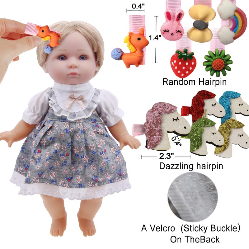 MLcnleS Alive Baby Doll Clothes and Accessories - 10 Sets Girl Doll Clothes Dress for 12 13 14 15 Inch Dolls, Baby Doll Clothes - Dolls Outfits Accessories with Hairpin & Underwear 22 Pcs for Girls Gift - Image 2