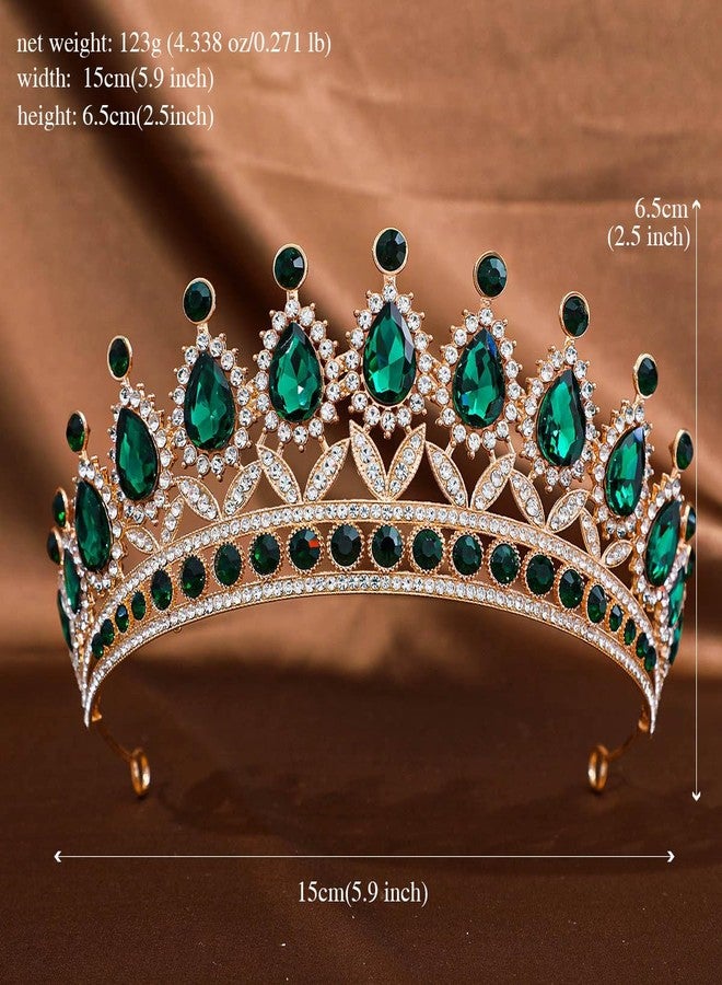 FORSEVEN Crystal Tiaras and Crowns for Women - Wedding and Birthday Party Princess Crown Hair Accessories - Bride Rhinestone Headband（Green） - Image 5