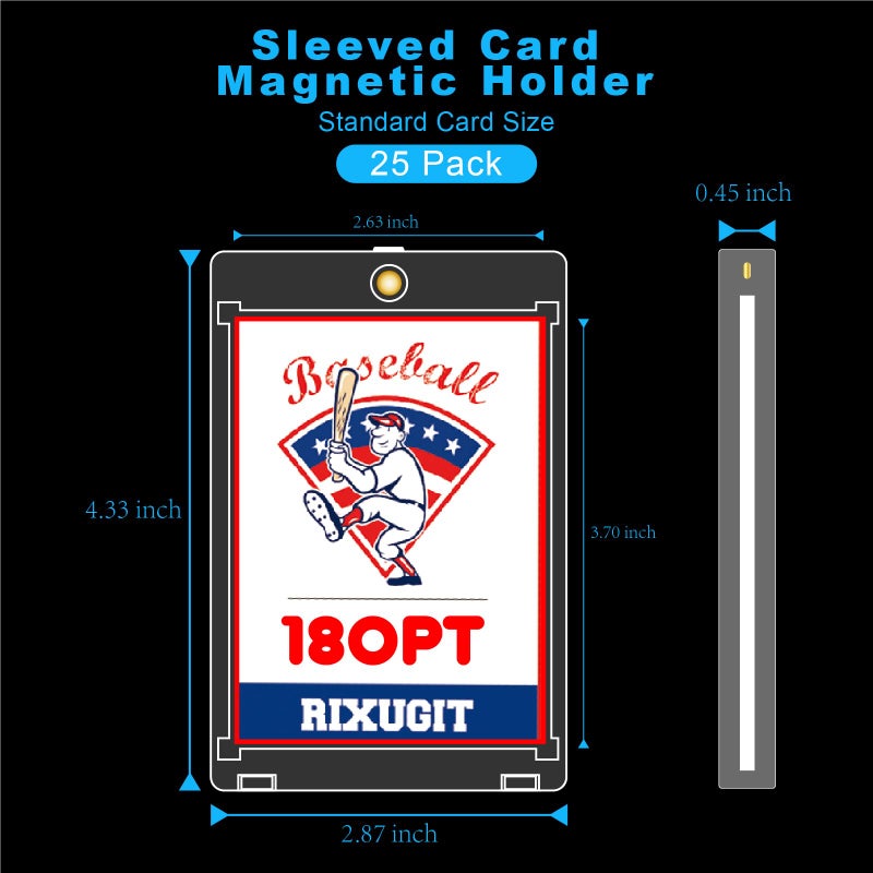 RIXUGIT 25-Pack 180pt Sleeved Card Magnetic-Holders - One Touch Card Holder, Fits Sleeved Card First, Magnet Card Case, Inner Size 2.63â€³Ã—3.70â€³, Clear Hard Case for Trading Cards, Sports Card, Games Cards ï»¿ - Image 2