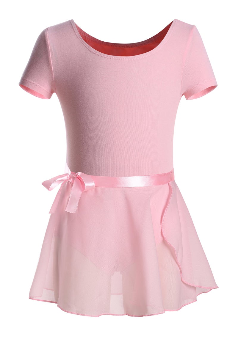 DANSHOW Girls Short Sleeve Leotard with Skirt Kids Dance Ballet Tutu Dresses(3027-XL-08) - Image 1