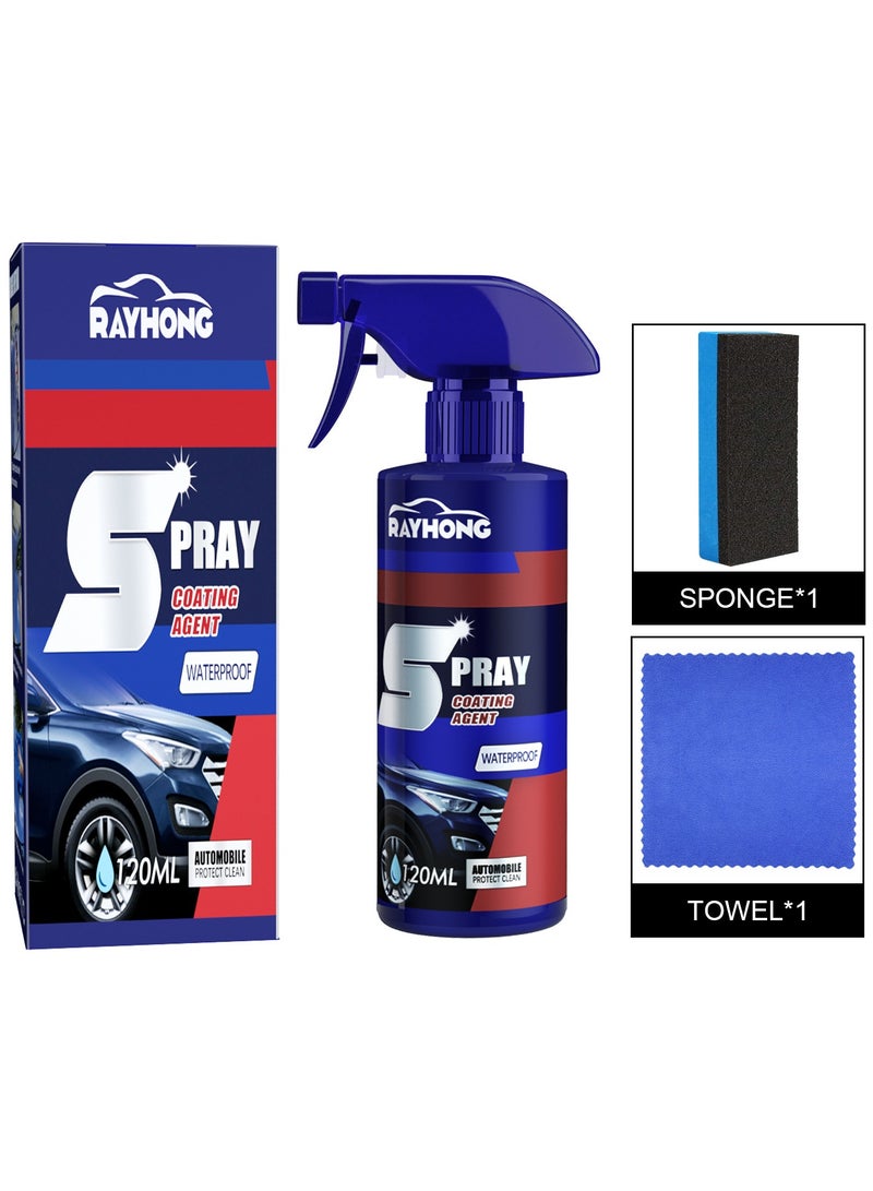 RAYHONG Ceramic Car Coating Spray, 3 In 1 High Protection Express Car Coating Spray, High Protection Nano Coat, Anti Dirt, Boost Gloss, 120ML With Towel And Sponge - Image 2