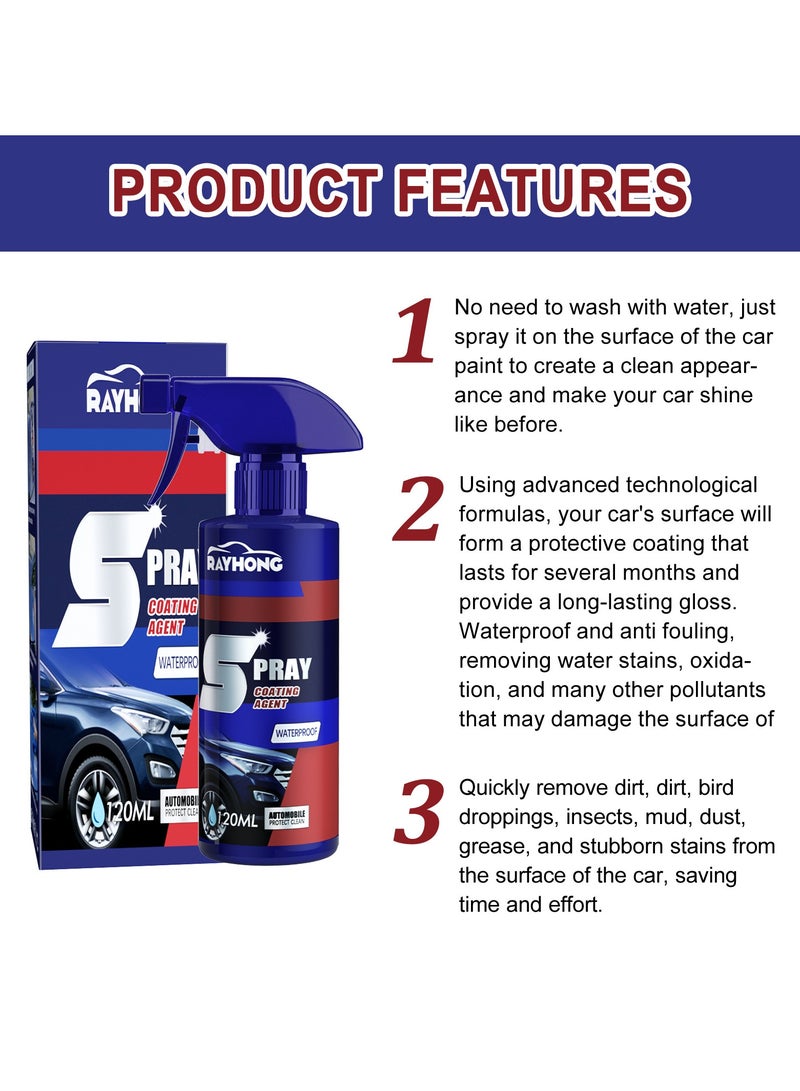 RAYHONG Ceramic Car Coating Spray, 3 In 1 High Protection Express Car Coating Spray, High Protection Nano Coat, Anti Dirt, Boost Gloss, 120ML With Towel And Sponge - Image 4