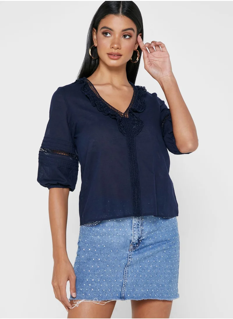 VERO MODA Ruffle Trim Top