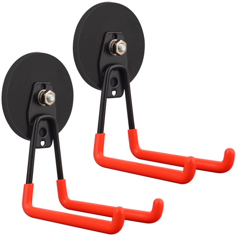 ULIBERMAGNET Magnetic HooksHeavy Duty Magnet HookLarge Manget with Hooks for HoseJig SawCircular SawWorkshop Organization2 Pack Tool Hooks for Hammer DrillGarden Tool346inchOrange - Image 2