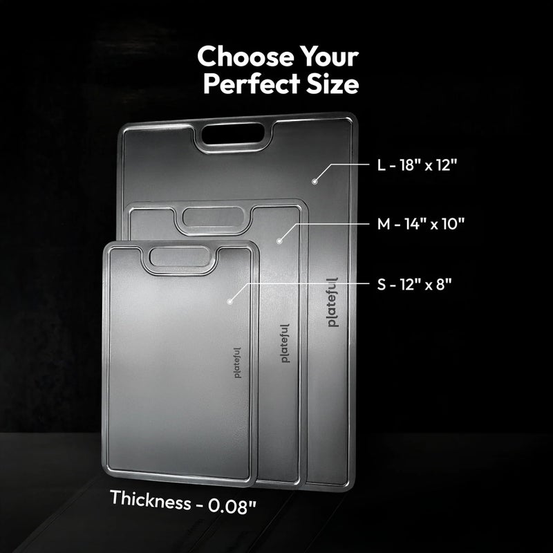 Plateful Titanium Cutting Board - Real, Titanium Cutting Boards for Kitchen With Juice Groove, Food Grade Chopping Boards, No Microplastics, Lasts a Lifetime (Small) - Image 4