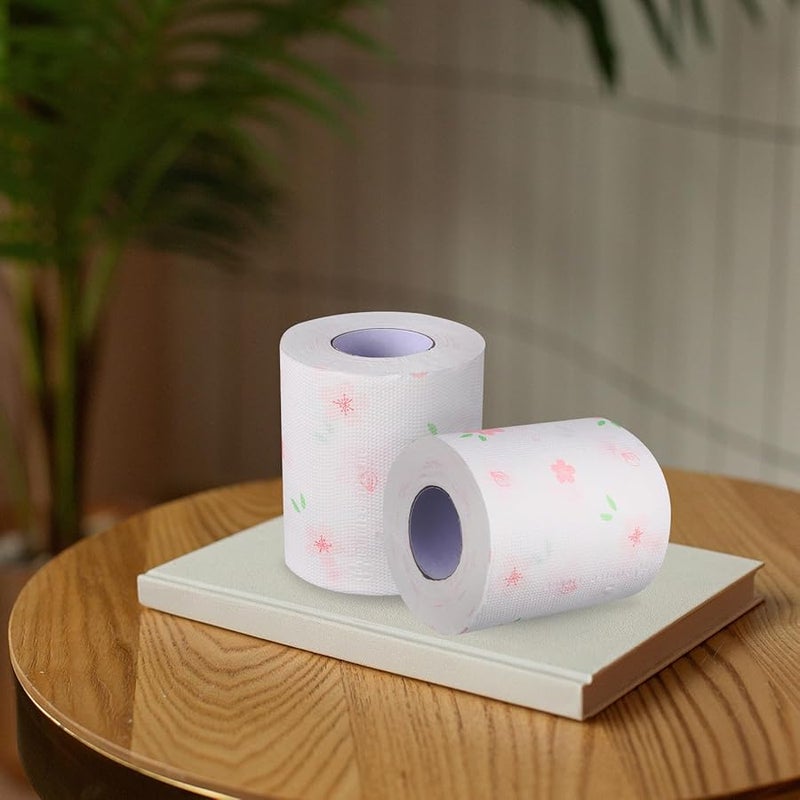4 Rolls Floral Printed Toilet Paper Highly Absorbent Bath Tissues Lightweight Portable - Image 5