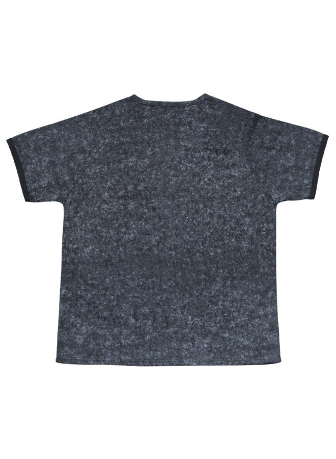 Vintage Distressed Henley Neck Short Sleeve Men's T-shirt Heavy Weight Slim Fit Shoulder Insert American Style Oversized Casual - Image 3