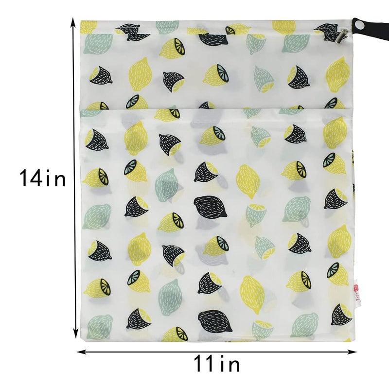 yuntop 2Pcs Waterproof Reusable Wet & Dry Bag for Baby Cloth Diaper Gym Clothes Travel Bags Washable Beach Pool Swimsuits Pockets with Two Zippered Dirty Diapers Stroller Yoga Toiletries Daycare Organizer - Image 3