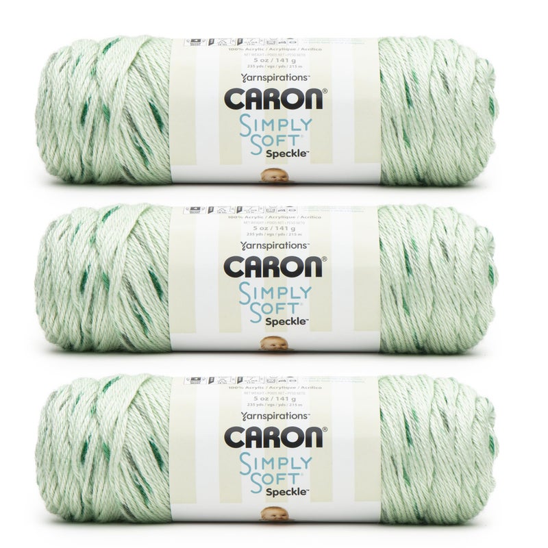 Caron Simply Soft Speckle White Sage Yarn 3 Pack of 5oz141g Acrylic 4 Worsted Medium 235 Yards Knitting Crochet