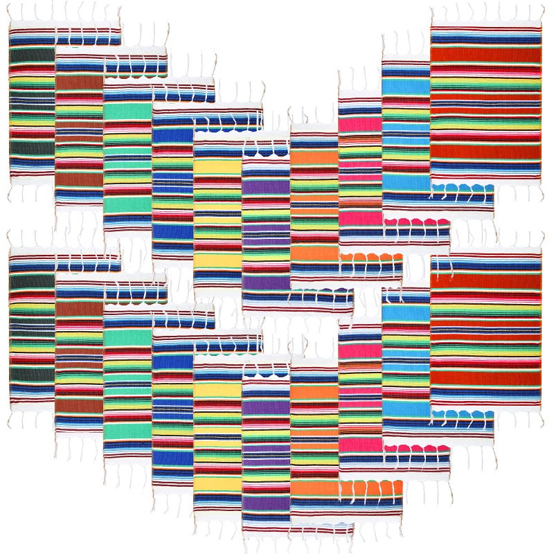 Tatuo 20 Pieces Mexican Table Runners Mexican Table Place Mat Washable Assorted Mexico Serape Placemats for Cinco De Mayo Mexico Fiesta Party Wedding Decorations 181 x 126 Inch - Image 2