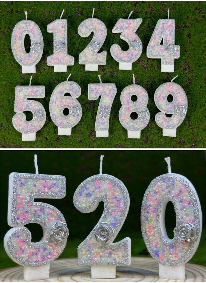 l&wen Number Birthday Candle, Silver Flower Number Cake Candles for Birthday, Weddings, Anniversaries and Theme Party Decorations 7cm (Number 9)  - Image 2